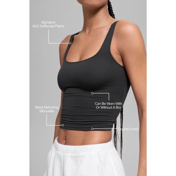 NEW Alo Yoga Softsculpt Precision Tank Top Size S - Black - Picture 4 of 4